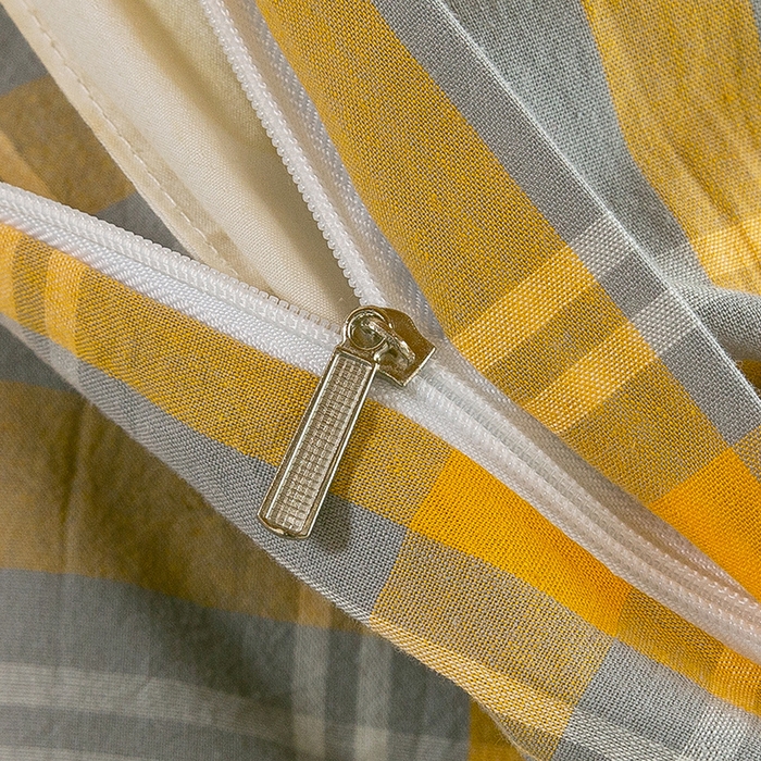 91家纺网 家纺一手货源 找家纺 喜四方 2025新款全棉色织水洗棉学生三件套 夏威夷黄