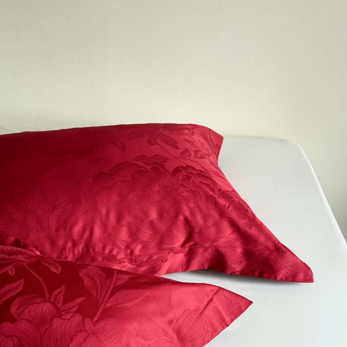 91家纺网 家纺一手货源 找家纺 鹿班家居 2025新款100S长绒棉提花单品枕套（第二组）【标准会员-2元】 单品枕套-玫瑰美遇红色