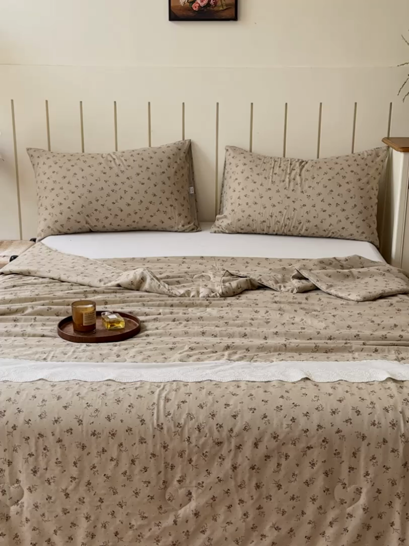 91家纺网 家纺一手货源 找家纺 久典家居 2025新款全棉有氧双层纱夏被 木槿