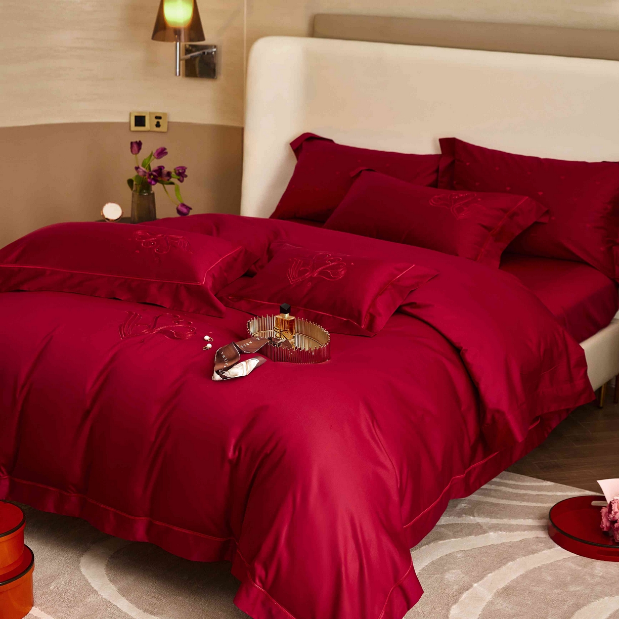 91家纺网 家纺一手货源 找家纺 涞澳家纺 2025新款婚庆款四件套 唯美婚礼