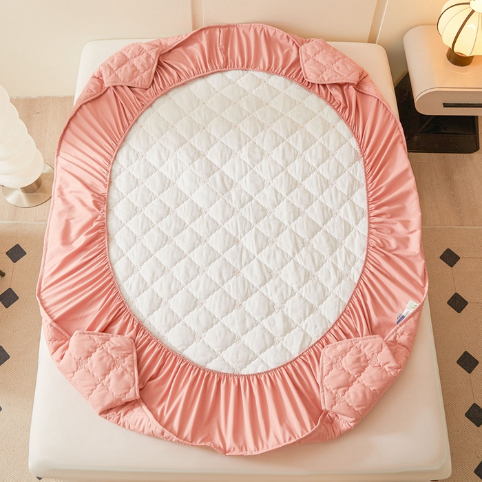 91家纺网 家纺一手货源 找家纺 怡源梦 2025新款蝶恋系列亲肤棉夹棉床笠 豆沙