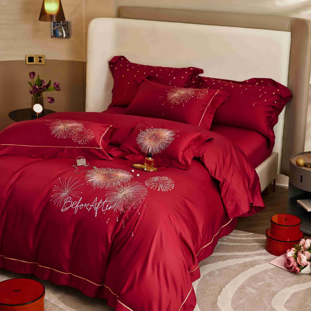 91家纺网 家纺一手货源 找家纺 涞澳家纺 2025新款婚庆款四件套 绚烂永恒