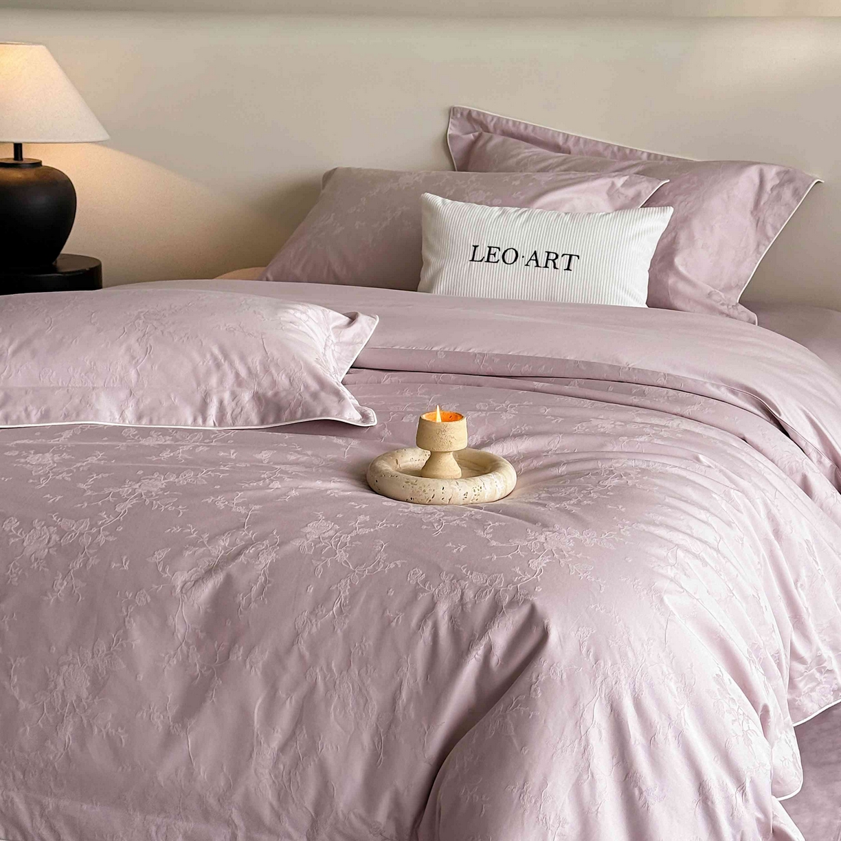 91家纺网 家纺一手货源 找家纺 涞澳家纺 2025新款全棉提花四件套 美玲-风信紫