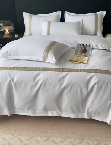 91家纺网 家纺一手货源 找家纺 梦庭帛美 2025新款宾馆刺绣四件套 古巴-卡其