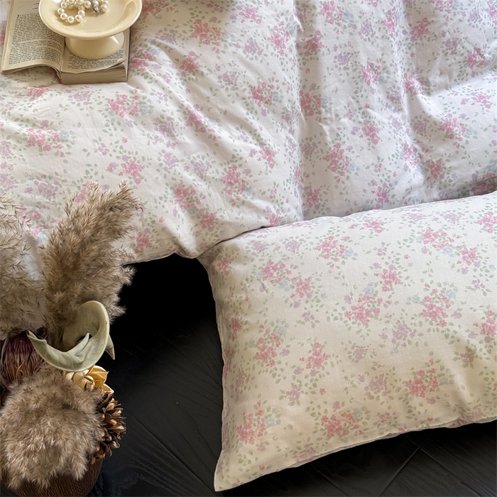 91家纺网 家纺一手货源 找家纺 窝米 2025春季新品全棉双层纱油画风花卉四件套系列（梦境花园、花研巧语） 若梦