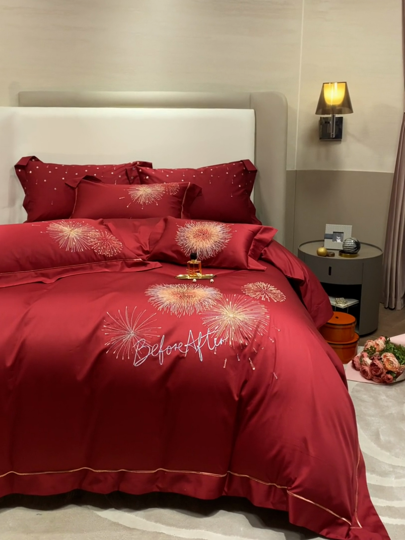 91家纺网 家纺一手货源 找家纺 涞澳家纺 2025新款婚庆款四件套 绚烂永恒