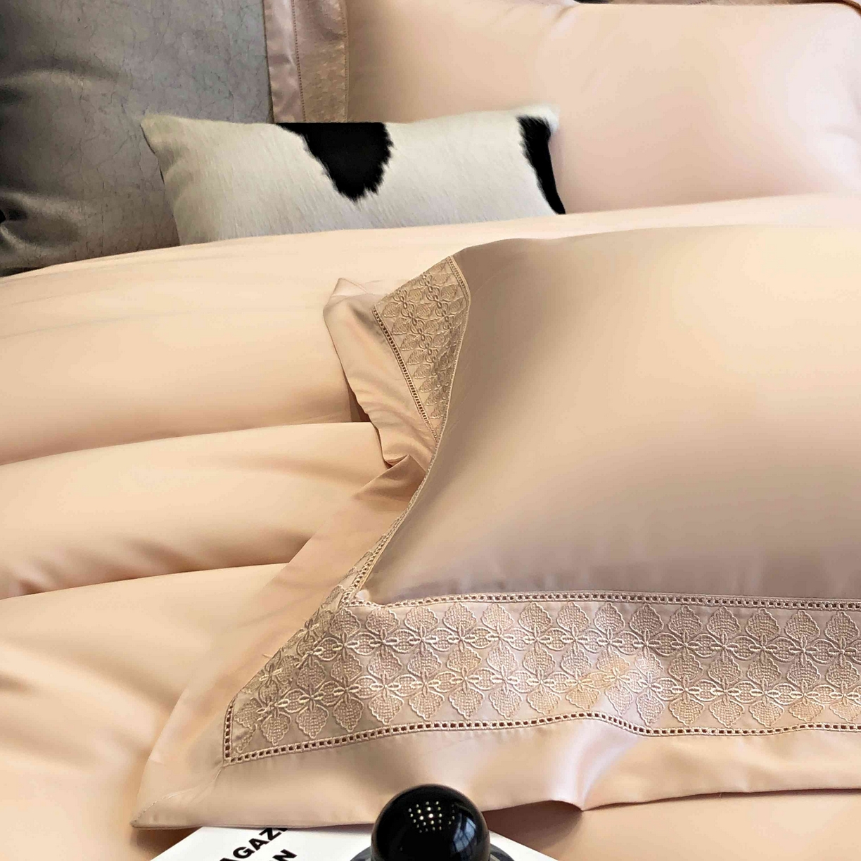 91家纺网 家纺一手货源 找家纺 涞澳家纺 2025新款60S天丝棉花边款四件套-星雅 星雅-暖玉