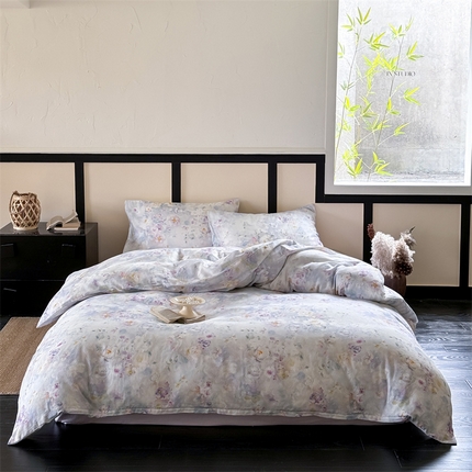 窝米 2025春季新品全棉双层纱油画风花卉四件套系列（梦境花园、花研巧语） 熙春