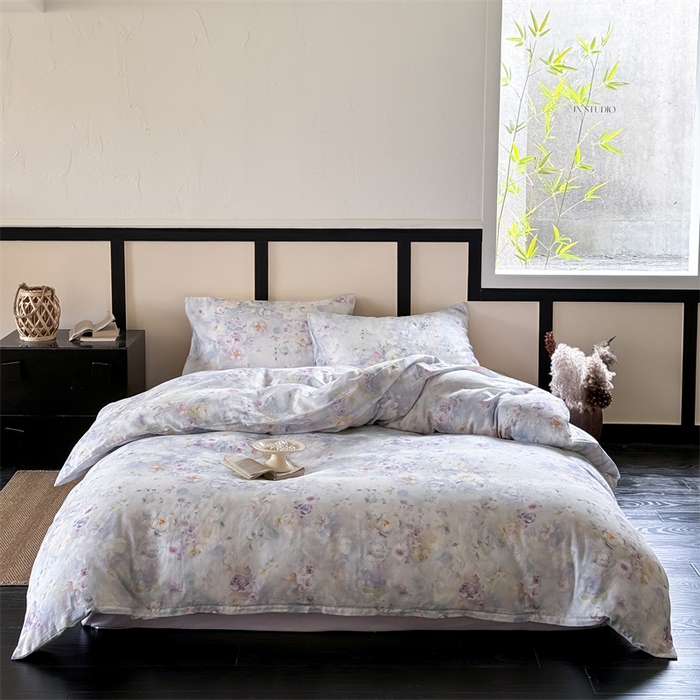 91家纺网 家纺一手货源 找家纺 窝米 2025春季新品全棉双层纱油画风花卉四件套系列（梦境花园、花研巧语） 熙春