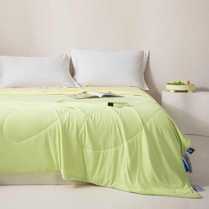 91家纺网 家纺一手货源 找家纺 凌云家纺 2025新款100%锦伦冰丝夏被空调被 清新绿