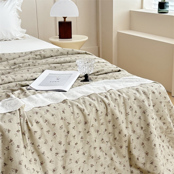 91家纺网 家纺一手货源 找家纺 久典家居 2025新款全棉有氧双层纱夏被 木槿