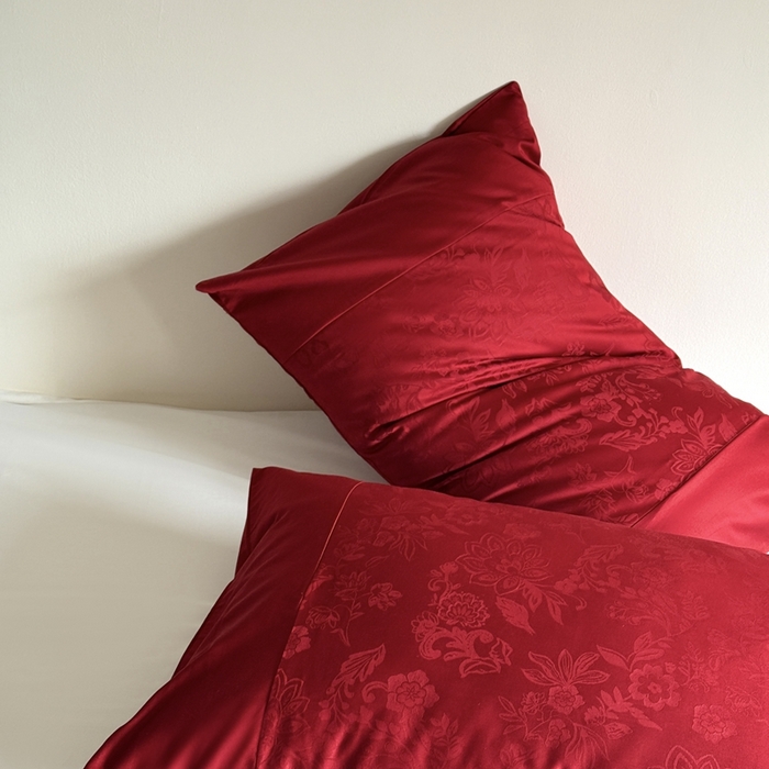 91家纺网 家纺一手货源 找家纺 鹿班家居 2025新款100S长绒棉提花单品枕套（第二组）【标准会员-2元】 单品枕套-邂逅红色
