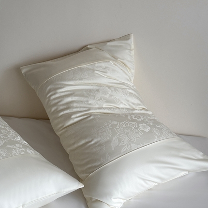 鹿班家居 2025新款100S长绒棉提花单品枕套（第二组）【标准会员-2元】 单品枕套-邂逅白色