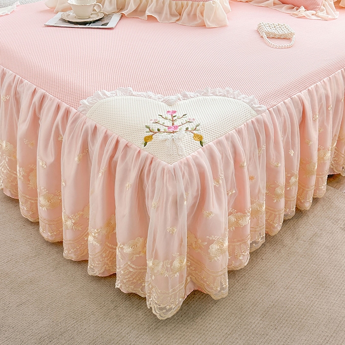 91家纺网 家纺一手货源 找家纺 （总）好儿喜家纺 2025新款春意浓系列床裙凉席四件套