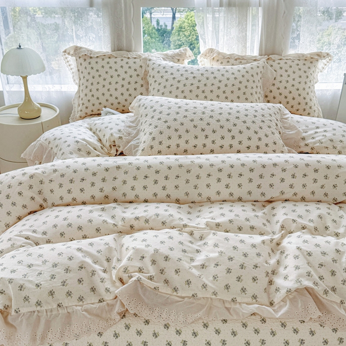 91家纺网 家纺一手货源 找家纺 添越家纺2025新款纯棉砂洗床盖三件套四件套系列春汐