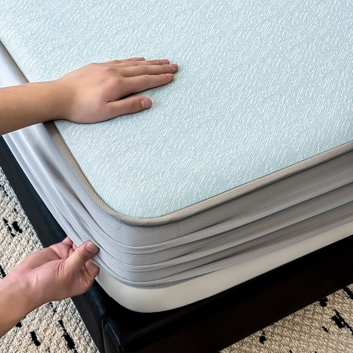 91家纺网 家纺一手货源 找家纺 （总）九花鹿 2025新款凉感肌理纹冰丝席-床笠款