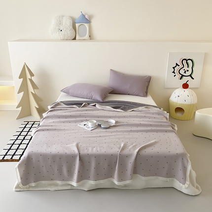 麻依 2025新款花边天丝棉冷感毯 星星-粉