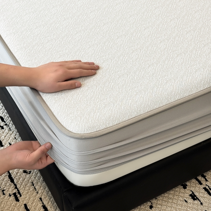 91家纺网 家纺一手货源 找家纺 九花鹿 2025新款凉感肌理纹冰丝席-床笠款 床笠款-肌理纹(米灰)