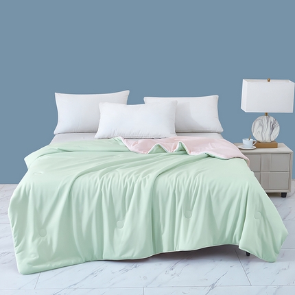 91家纺网 家纺一手货源 找家纺 （总）缦绣阁家纺 2025春夏新款纯色双拼凉感丝夏被冰淇淋夏被夏凉被空调被被子被芯跨境外贸爆款