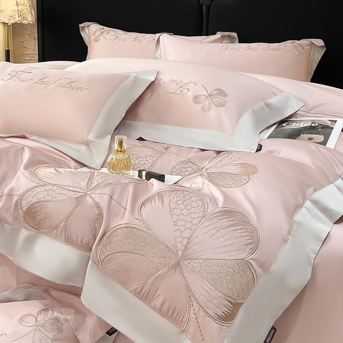 91家纺网 家纺一手货源 找家纺 （总）【直播爆款】A类全棉四件套纯棉轻奢重工刺绣床单床笠夏季床单床笠床上用品