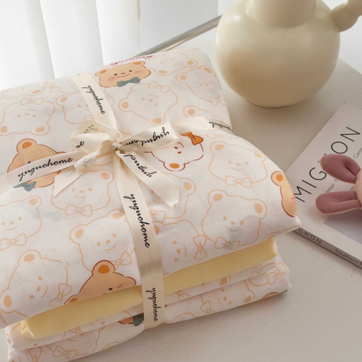 91家纺网 家纺一手货源 找家纺 于果 2025新款双层纱四件套第五批 瑞迪熊