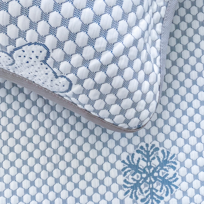 91家纺网 家纺一手货源 找家纺 （总）千朵 2025新款凉感PE冰豆豆提花床笠款凉席