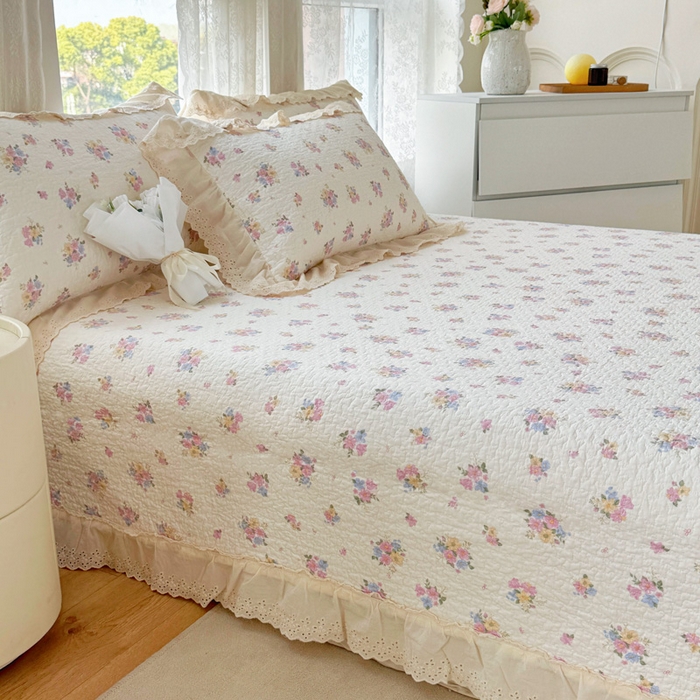 91家纺网 家纺一手货源 找家纺 添越家纺2025新款纯棉砂洗床盖三件套四件套系列花语