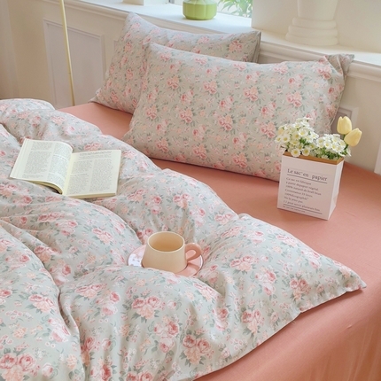 91家纺网 家纺一手货源 找家纺 （总）集布 2025新款活性印染全棉双层纱四件套