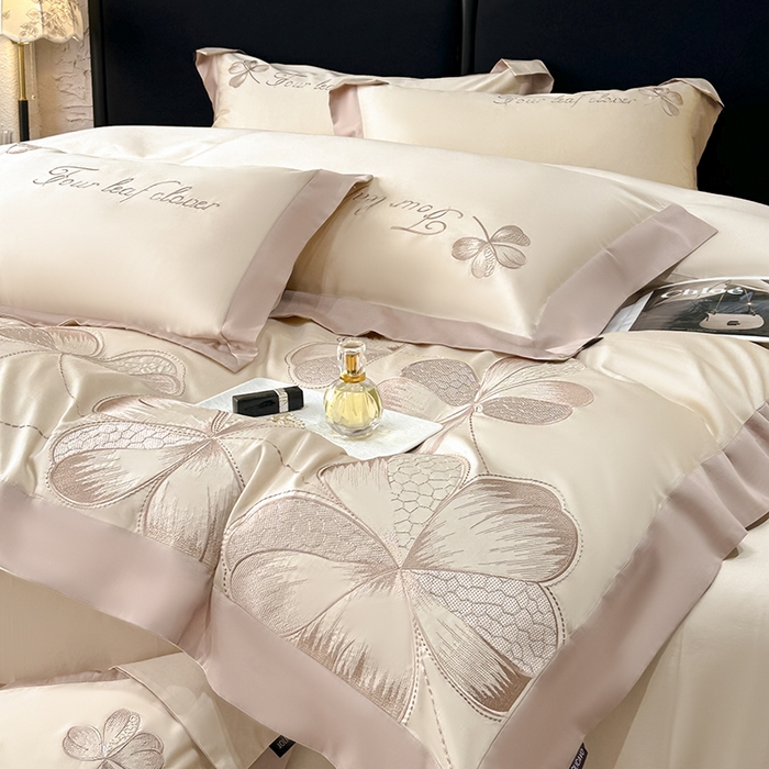 91家纺网 家纺一手货源 找家纺 （总）【直播爆款】A类全棉四件套纯棉轻奢重工刺绣床单床笠夏季床单床笠床上用品