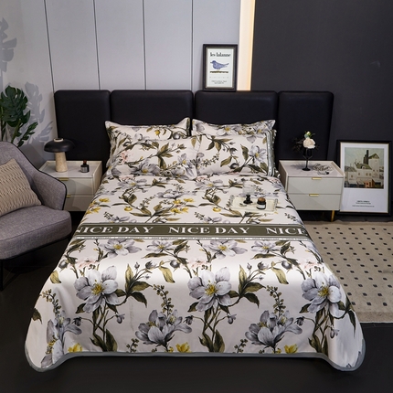 梦卓家纺 2025新款冰丝凉席床单款凉席三件套 春香满园