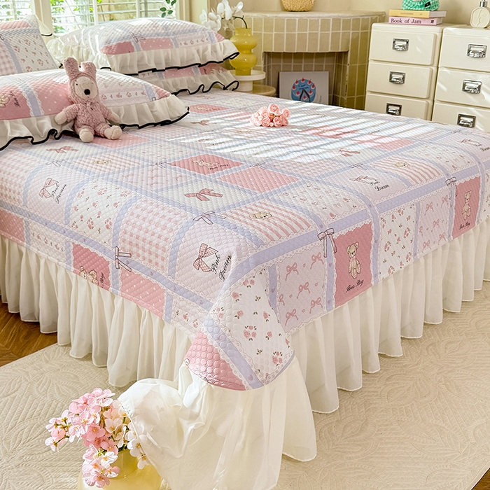 91家纺网 家纺一手货源 找家纺 金盛皇朝家纺 2025夏季新款冰丝凉豆豆床盖凉席 糖熊仔仔