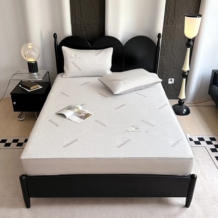 网客家纺 2025新款凉豆豆凉感麻绳床笠款凉席 花朵款-奶咖