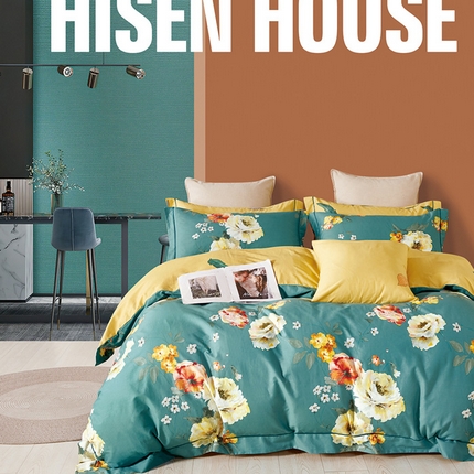 海盛 2025新款套件面料全棉13376印花系列 海韵花时-绿