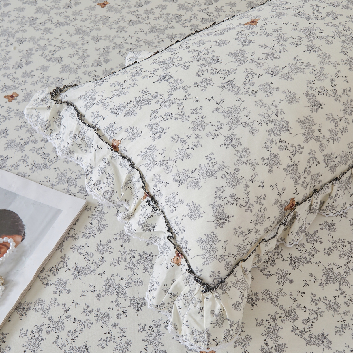 91家纺网 家纺一手货源 找家纺 缦彩 2025新款韩版全棉公主风枕套 奥罗拉