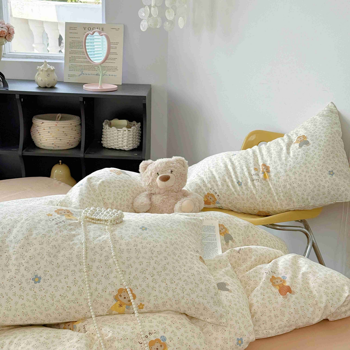 91家纺网 家纺一手货源 找家纺 于果 2025新款双层纱四件套第五批 萌萌狮