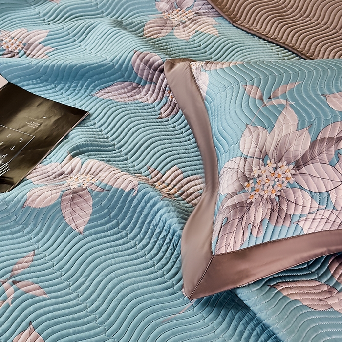 91家纺网 家纺一手货源 找家纺 南通朵美纺织品有限公司 2025【DM】60支兰精天丝软席三件套 蓝色百合