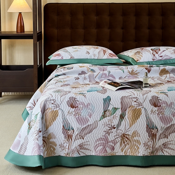 南通朵美纺织品有限公司 2025【DM】60支兰精天丝软席三件套 叶舞芳菲