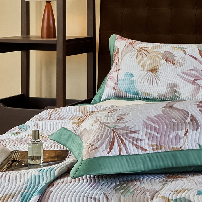 91家纺网 家纺一手货源 找家纺 南通朵美纺织品有限公司 2025【DM】60支兰精天丝软席三件套 叶舞芳菲