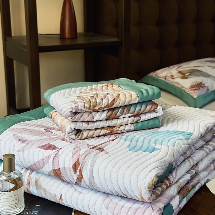 91家纺网 家纺一手货源 找家纺 南通朵美纺织品有限公司 2025【DM】60支兰精天丝软席三件套 叶舞芳菲