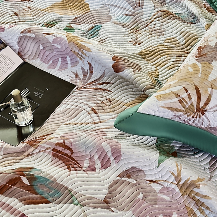 91家纺网 家纺一手货源 找家纺 南通朵美纺织品有限公司 2025【DM】60支兰精天丝软席三件套 叶舞芳菲