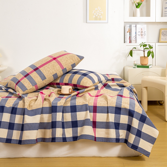 91家纺网 家纺一手货源 找家纺 （总）红日子纺织品 2025新款直播热卖原棉老粗布印花床单三件套