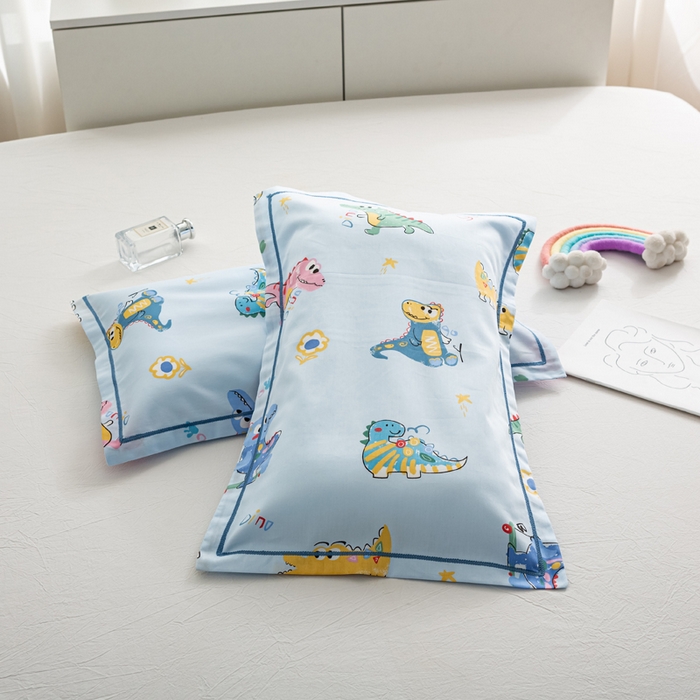 萌番宝 2025春夏新款60支长绒棉全棉儿童卡通枕套工艺学生A类枕套单枕套 涂鸦龙