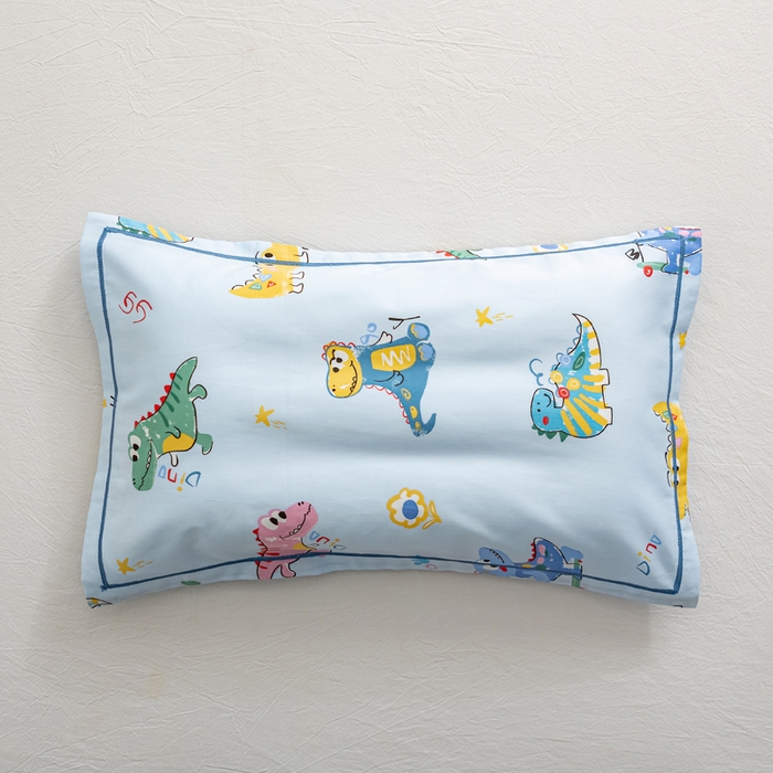 91家纺网 家纺一手货源 找家纺 萌番宝 2025春夏新款60支长绒棉全棉儿童卡通枕套工艺学生A类枕套单枕套 涂鸦龙
