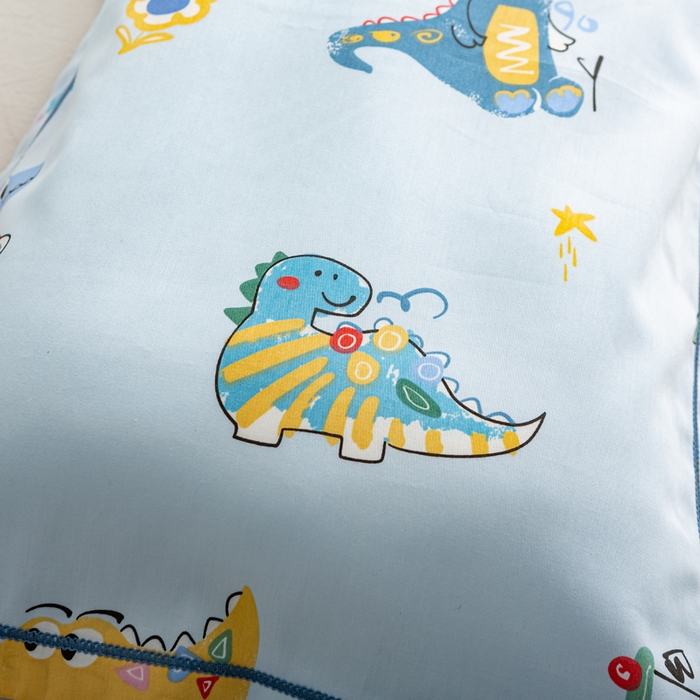 91家纺网 家纺一手货源 找家纺 萌番宝 2025春夏新款60支长绒棉全棉儿童卡通枕套工艺学生A类枕套单枕套 涂鸦龙