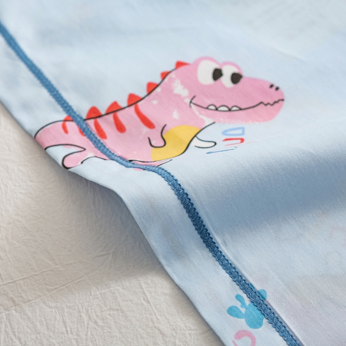 91家纺网 家纺一手货源 找家纺 萌番宝 2025春夏新款60支长绒棉全棉儿童卡通枕套工艺学生A类枕套单枕套 涂鸦龙