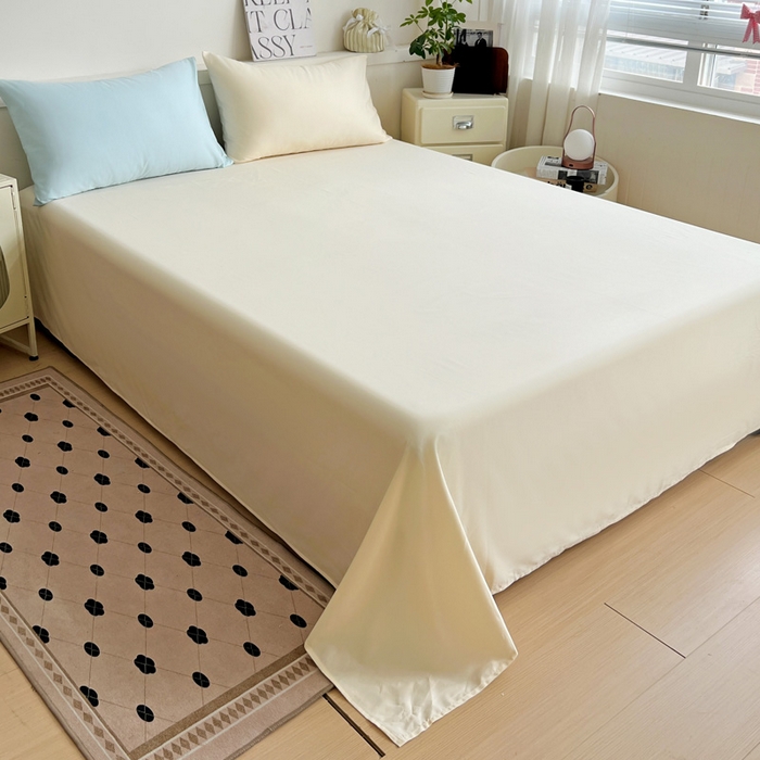 91家纺网 家纺一手货源 找家纺 耀悦家纺 2025春夏新款A类拼色60支全棉纯棉四件套-第三波 海艳蓝+暖阳黄