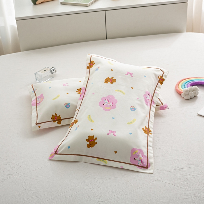 萌番宝 2025春夏新款60支长绒棉全棉儿童卡通枕套工艺学生A类枕套单枕套 梦幻城