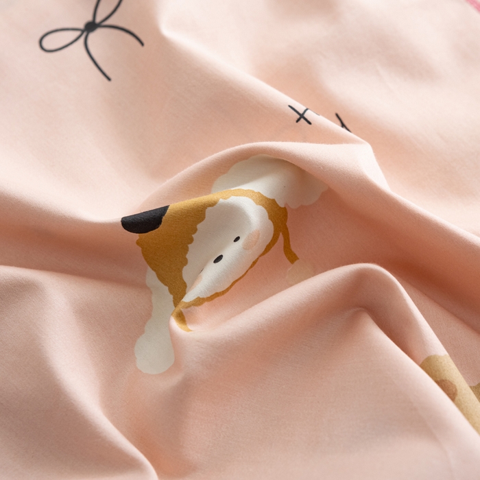 91家纺网 家纺一手货源 找家纺 萌番宝 2025春夏新款60支长绒棉全棉儿童卡通枕套工艺学生A类枕套单枕套 粉の熊