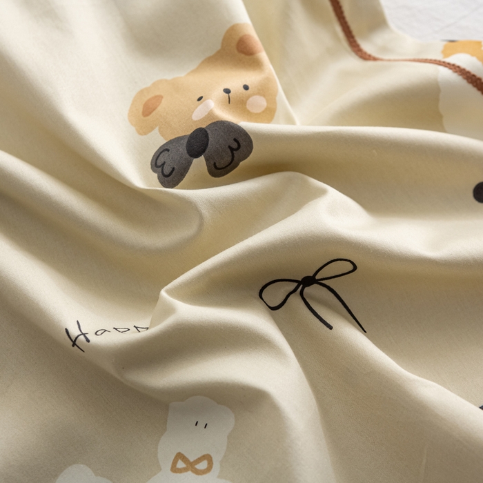 91家纺网 家纺一手货源 找家纺 萌番宝 2025春夏新款60支长绒棉全棉儿童卡通枕套工艺学生A类枕套单枕套 咖の熊
