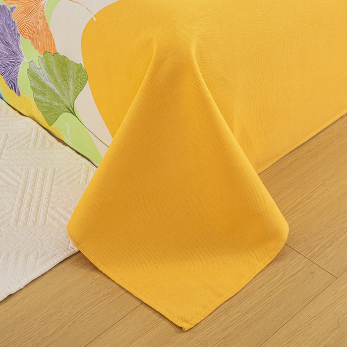 91家纺网 家纺一手货源 找家纺 红日子纺织品 2025新款直播热卖原棉老粗布印花床单三件套 银杏